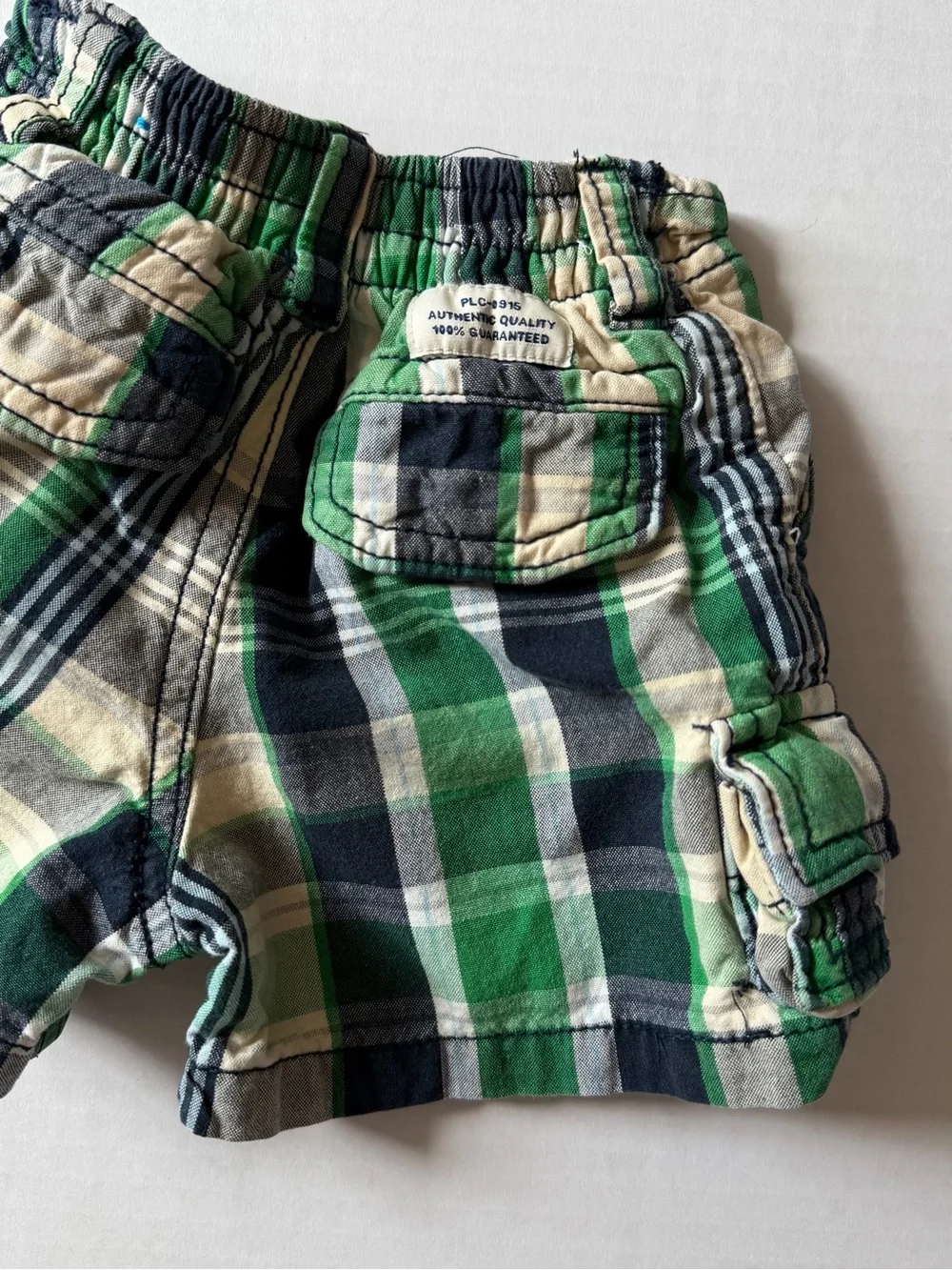 Vintage The Children’s Place Baby Plaid Cargo Shorts 6-9M